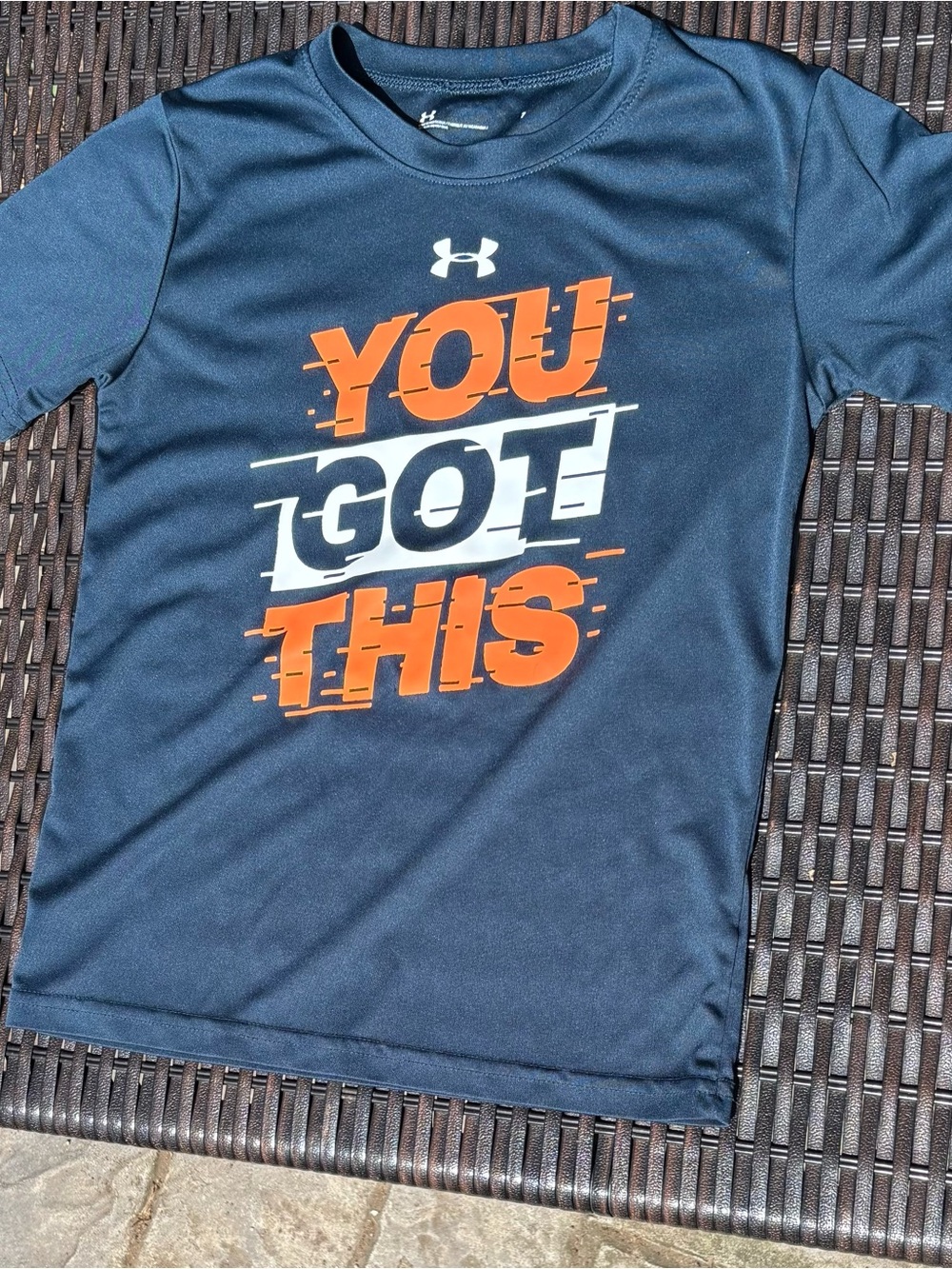 Under Armour Navy and Orange Performance Tee-Boys Size 7 - Picture 6 of 6